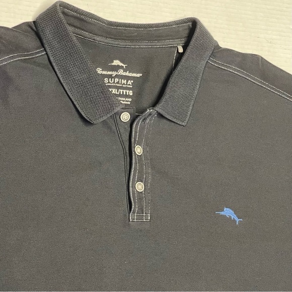 Tommy Bahama Charcoal Polo with Blue Logo - Picture 1 of 7